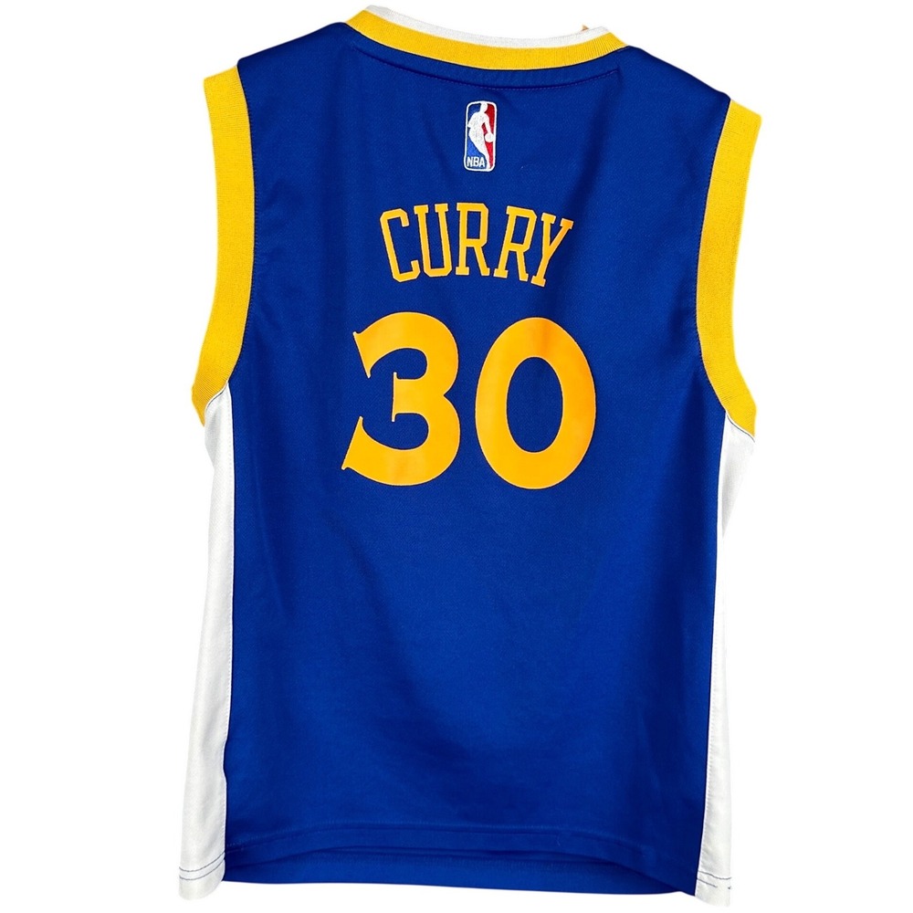 NBA Golden State Warriors Stephen Curry 30 Jersey Blue Yellow Youth Medium M
